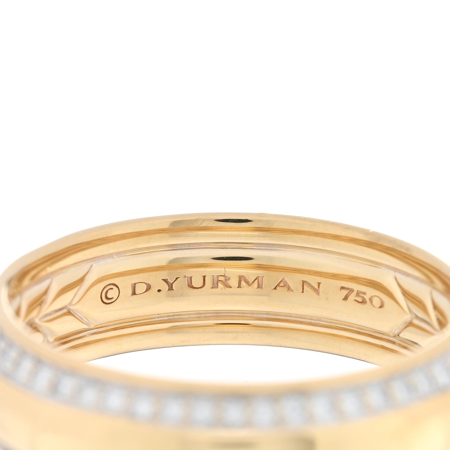 David Yurman 18K Yellow Gold Diamond 6mm Beveled Band Ring 63 10.5 4 of 5