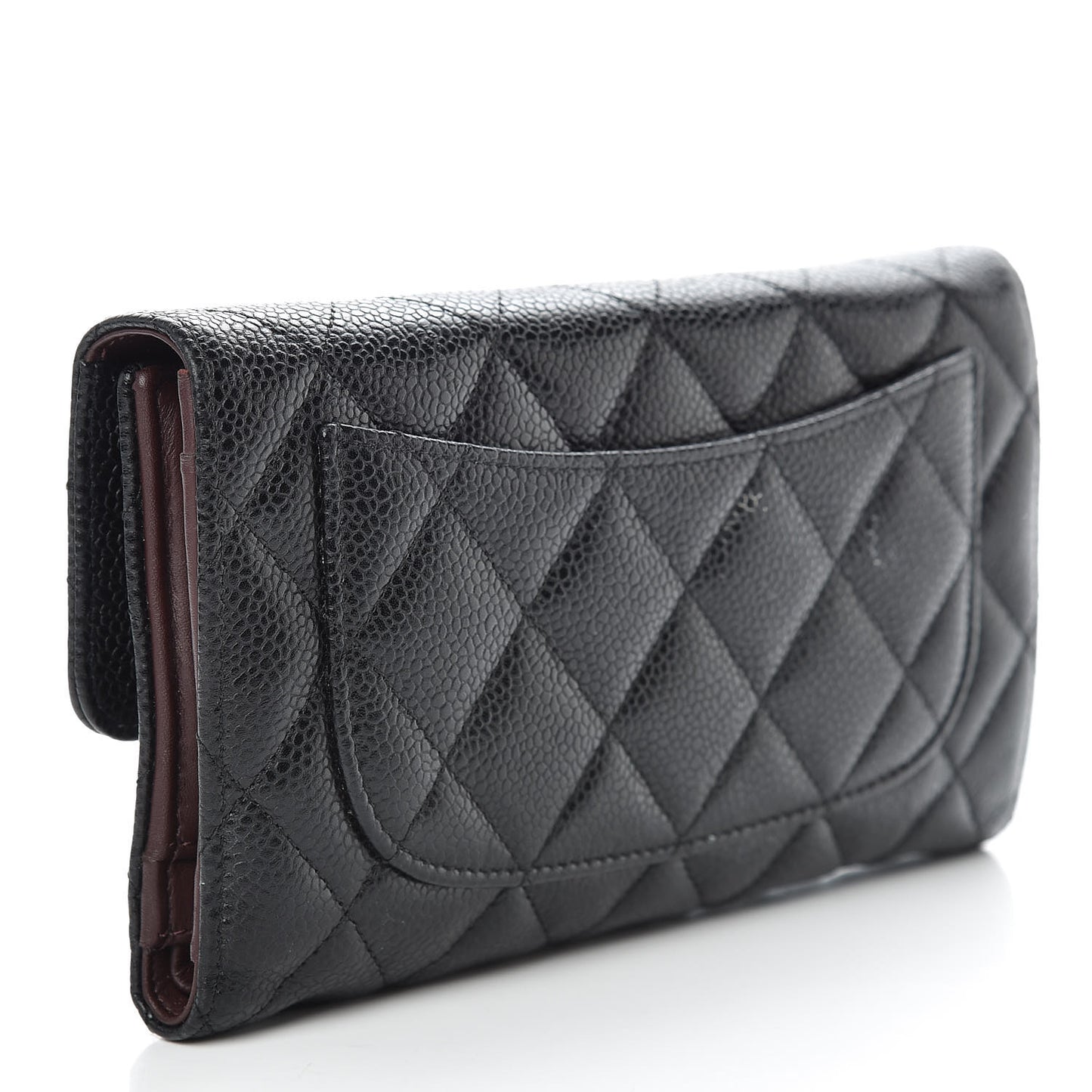 Caviar Quilted Large Flap Wallet Black