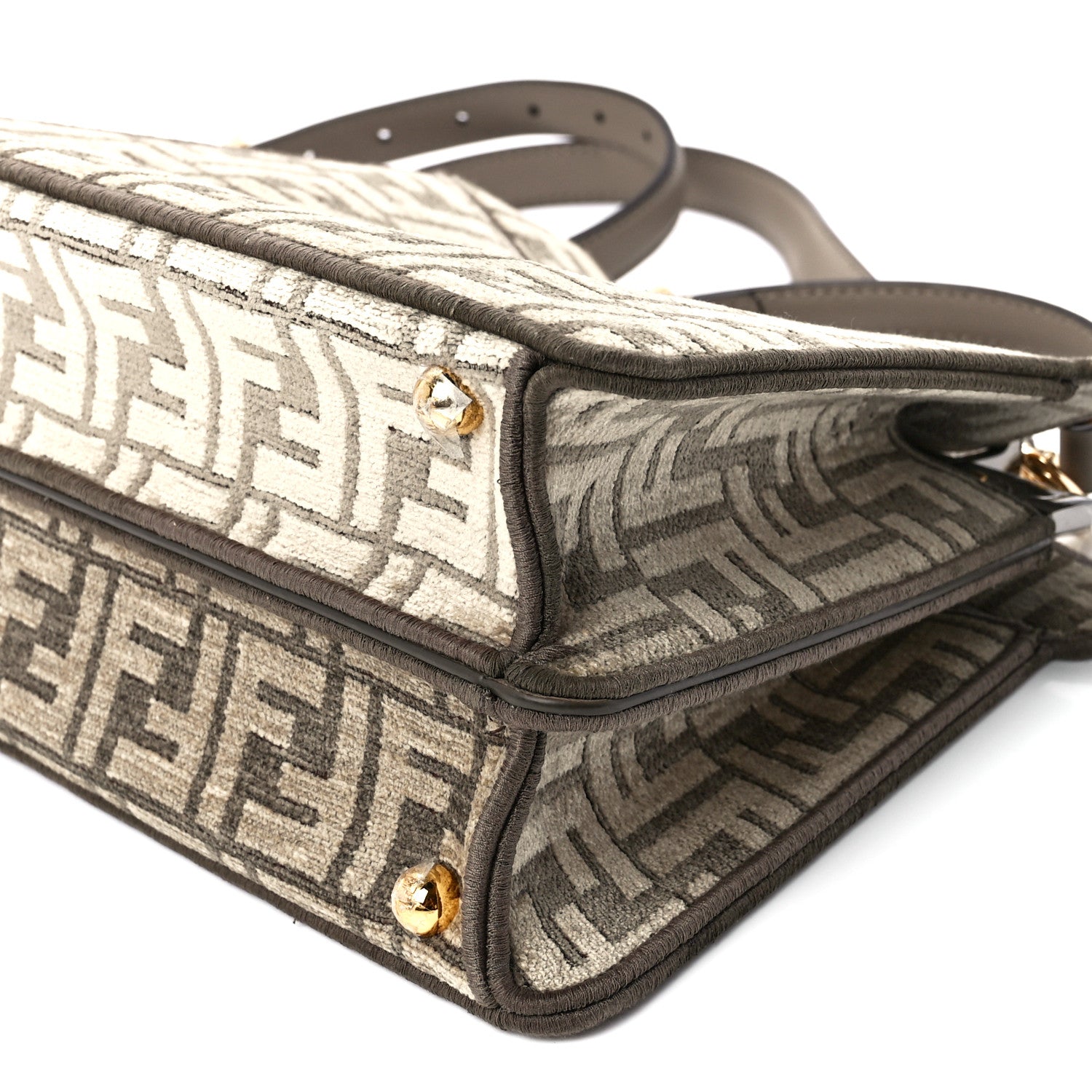 Fendi Chenille Vitello Seta FF Small Peekaboo I SEE U Satchel Tortora Nuvola 10 of 10