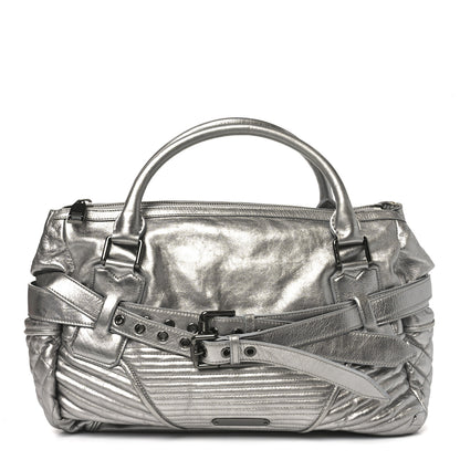 Burberry Metallic Calfskin Winnieford Satchel Silver 1 of 9