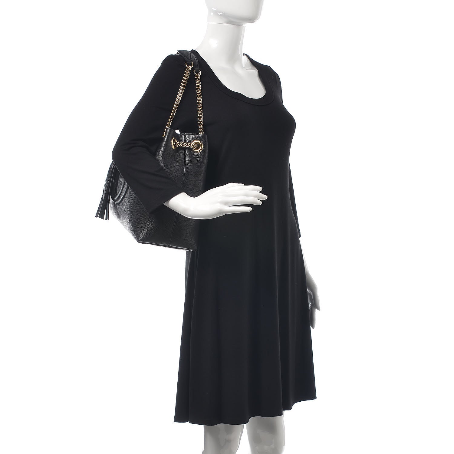 Gucci Pebbled Calfskin Medium Soho Chain Shoulder Bag Black 2 of 7