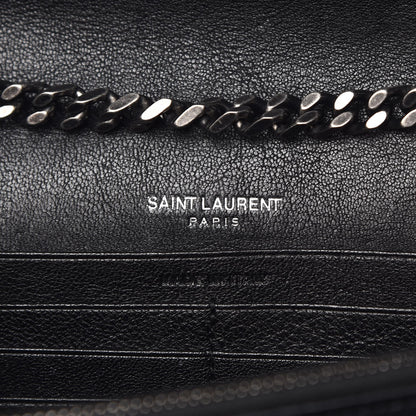 Saint Laurent Sheepskin Tri-Quilt Monogram Envelope Chain Wallet Black 6 of 10