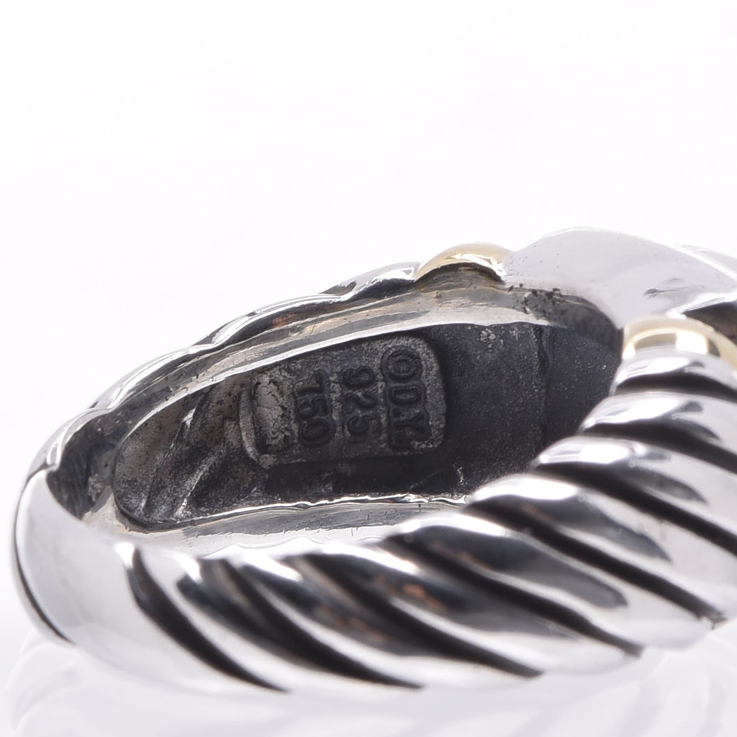 David Yurman Sterling Silver 18K Yellow Gold Diamond Noblesse Ring 57 8 5 of 5