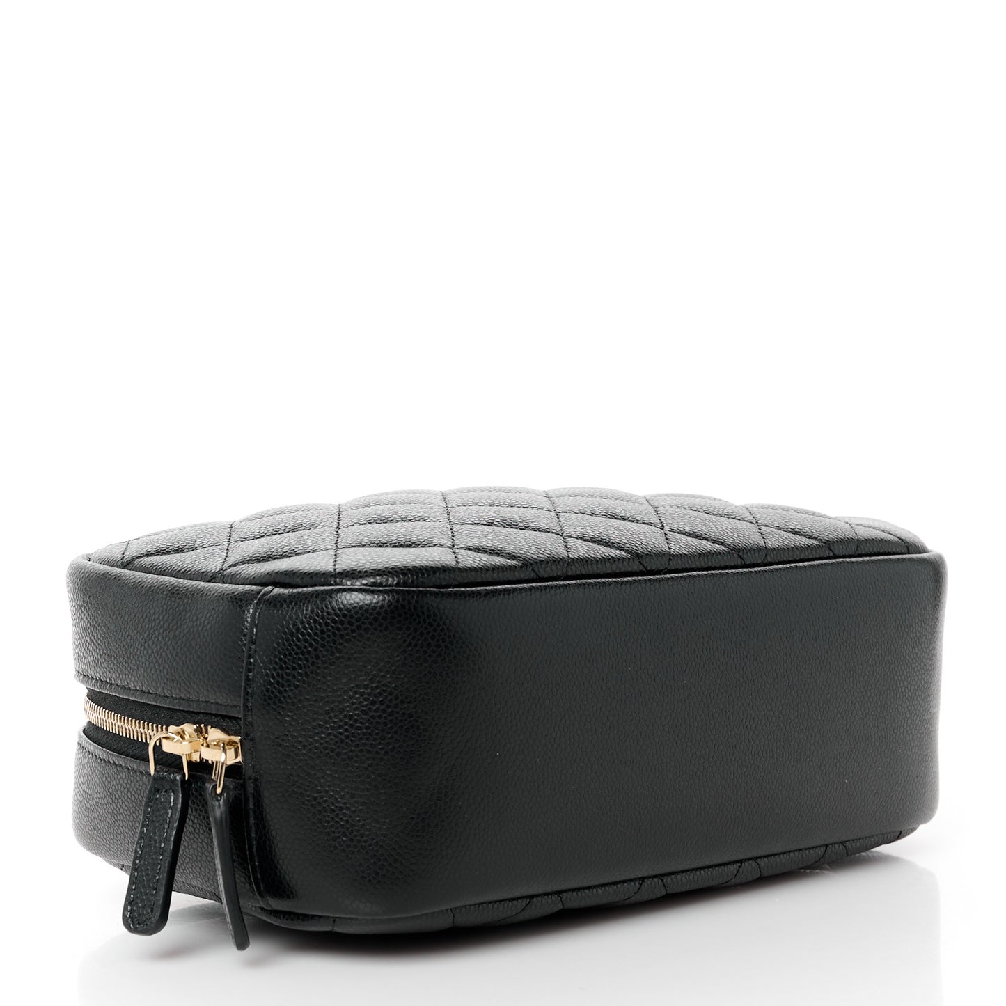 Caviar Quilted Medium Curvy Pouch Cosmetic Case Black