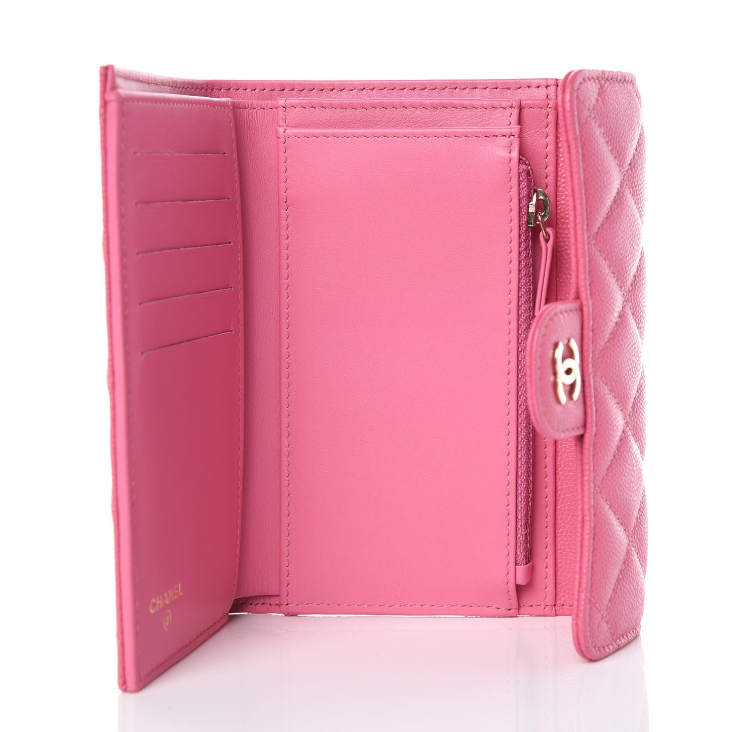 Caviar Quilted Medium Flap Wallet Pink