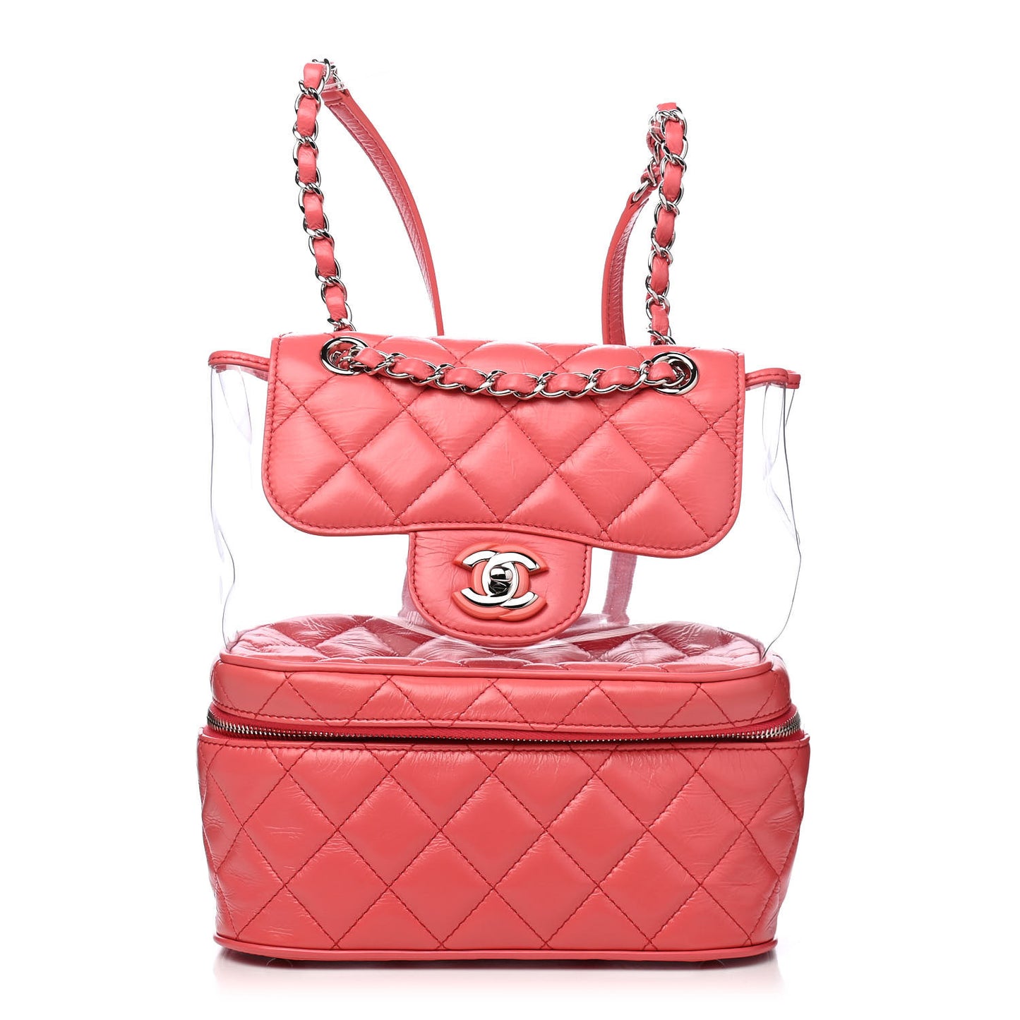 Crumpled Calfskin PVC Quilted Backpack Pink