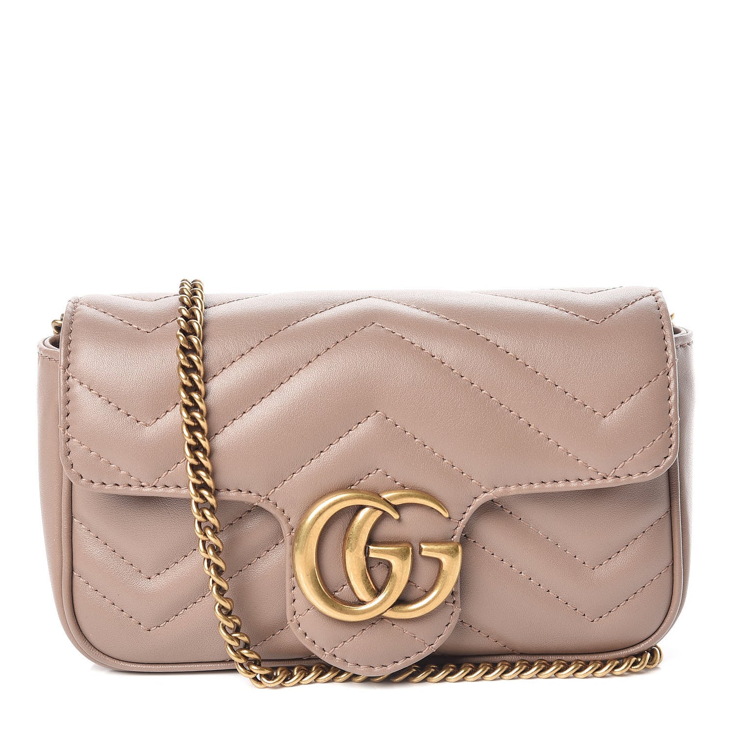 Calfskin Matelasse Super Mini GG Marmont Shoulder Bag Porcelain Rose