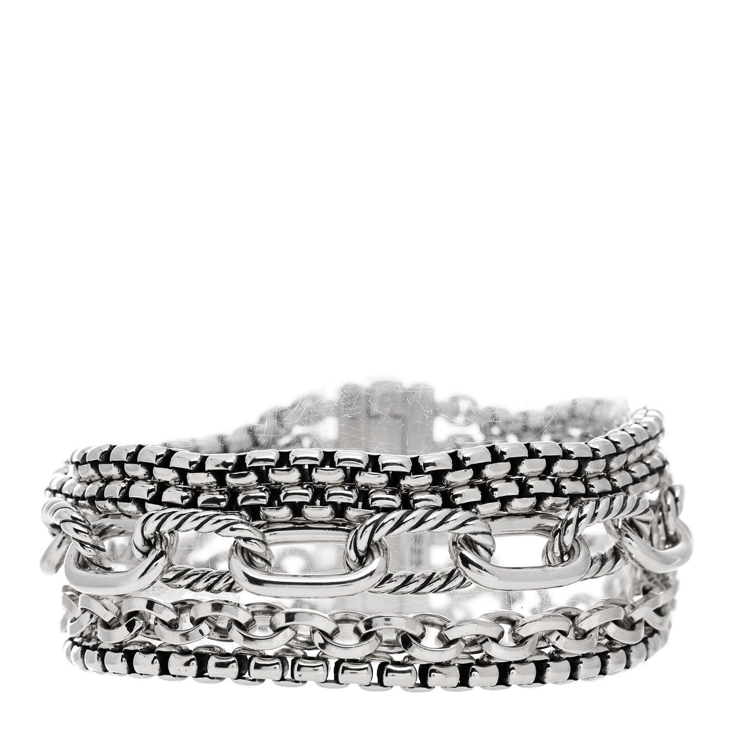 Sterling Silver Multi Row Chain Bracelet