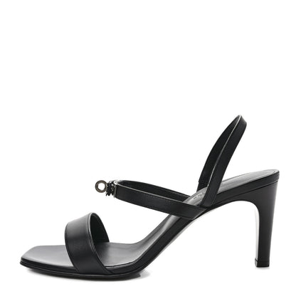 Hermes Calfskin Glamour 75 Sandals 39 Black 1 of 9