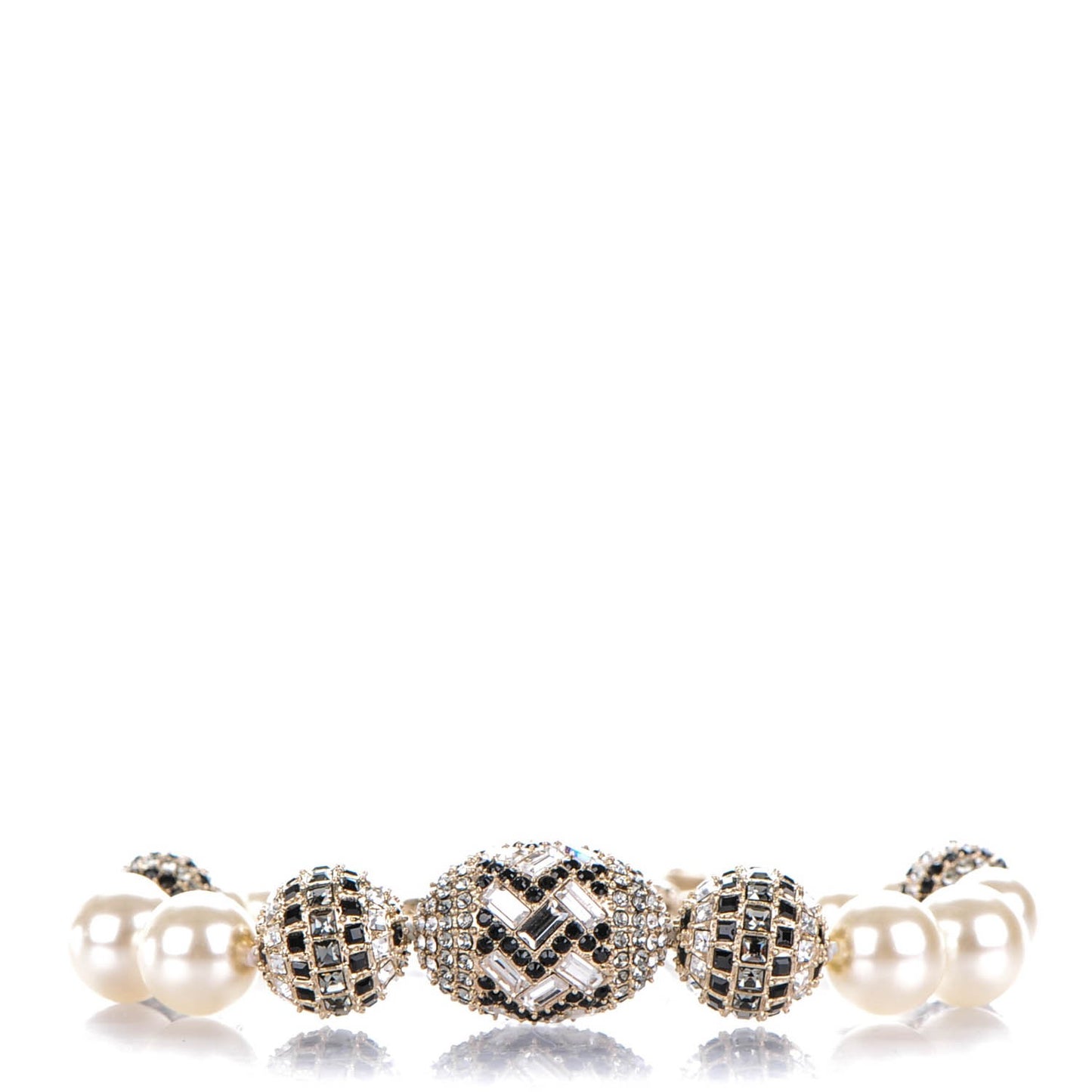 Crystal Pearl CC Bracelet Black Gold