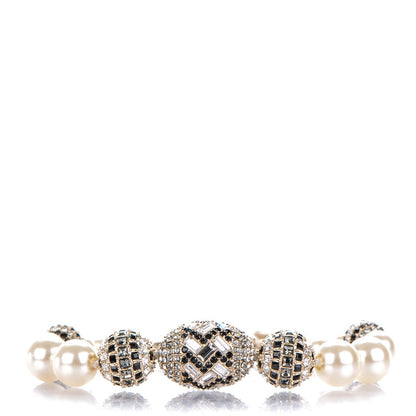 Chanel Crystal Pearl CC Bracelet Black Gold 1 of 5