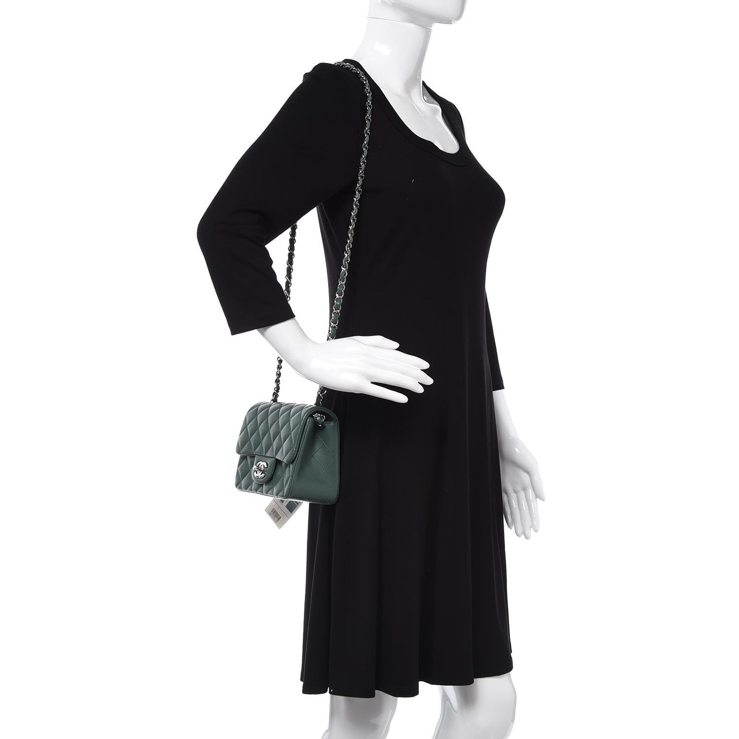 Lambskin Quilted Mini Square Flap Green