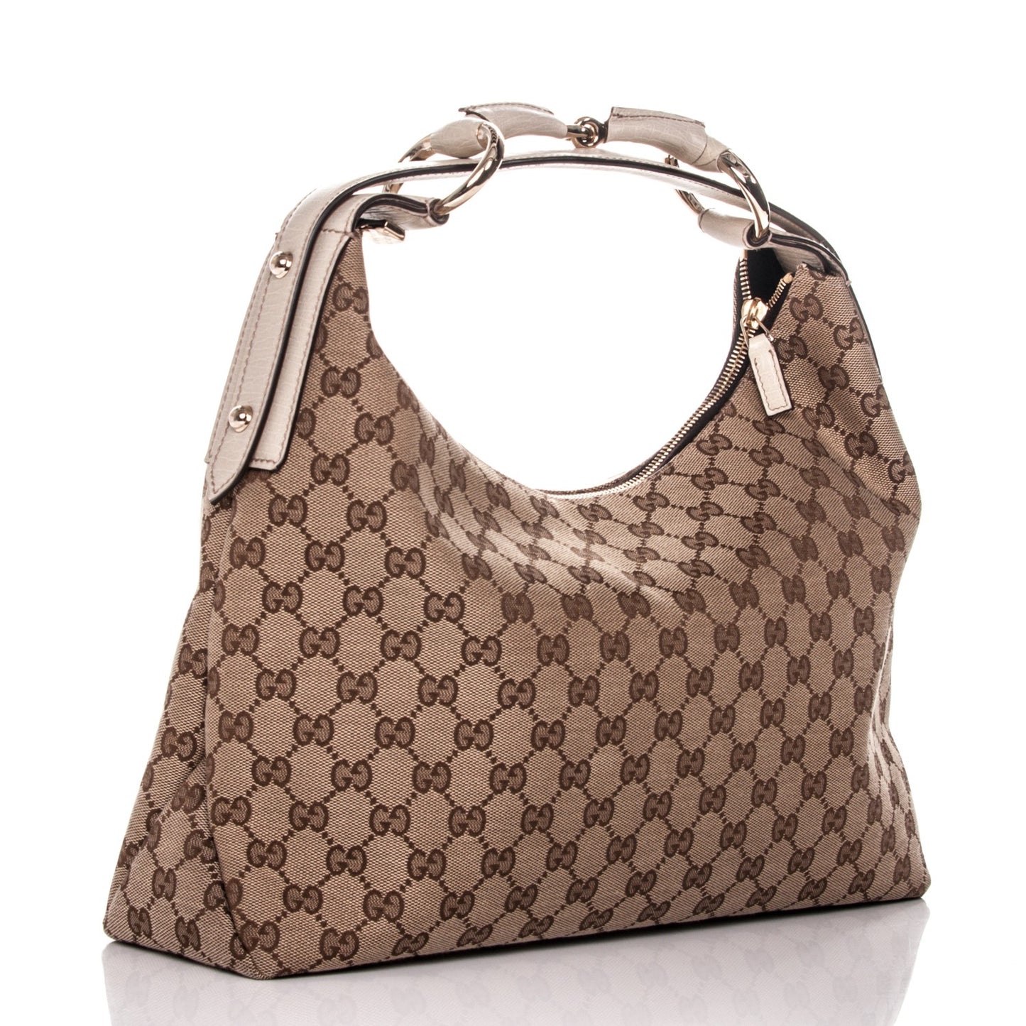 Monogram Medium Horsebit Chain Hobo Off White
