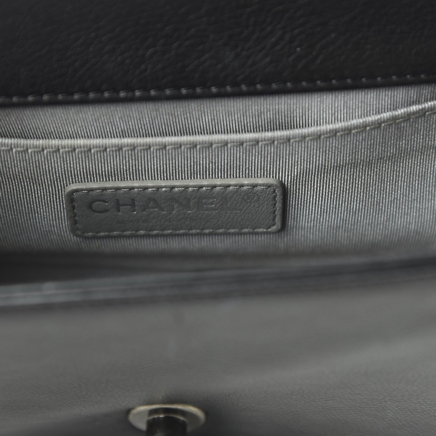 Calfskin Double Stitch Small Boy Flap Black