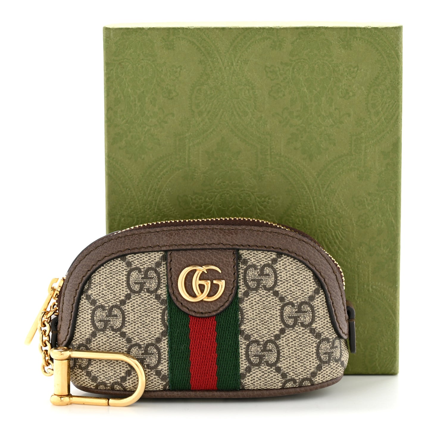 GG Supreme Monogram Web Ophidia Dome Key Pouch Beige New Acero