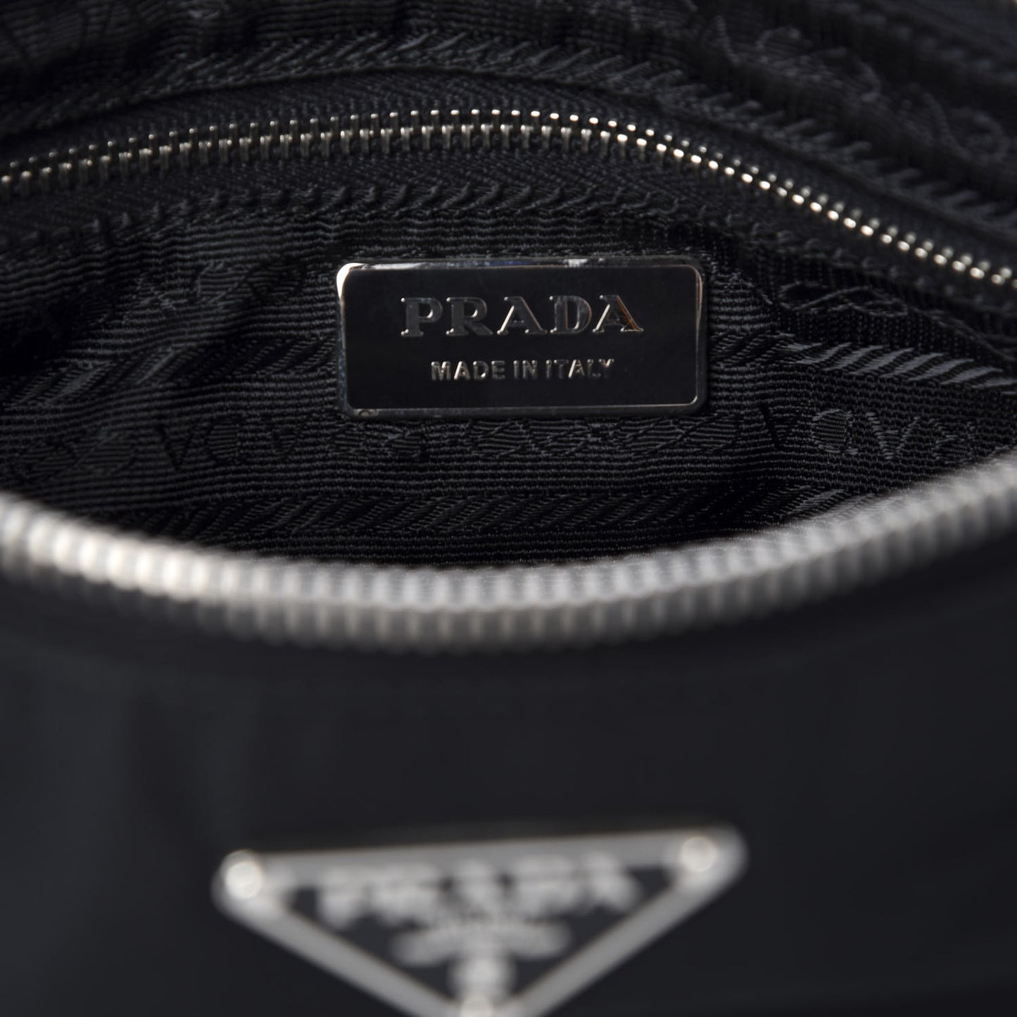 Tessuto Nylon Soft Calfskin Shoulder Bag Black