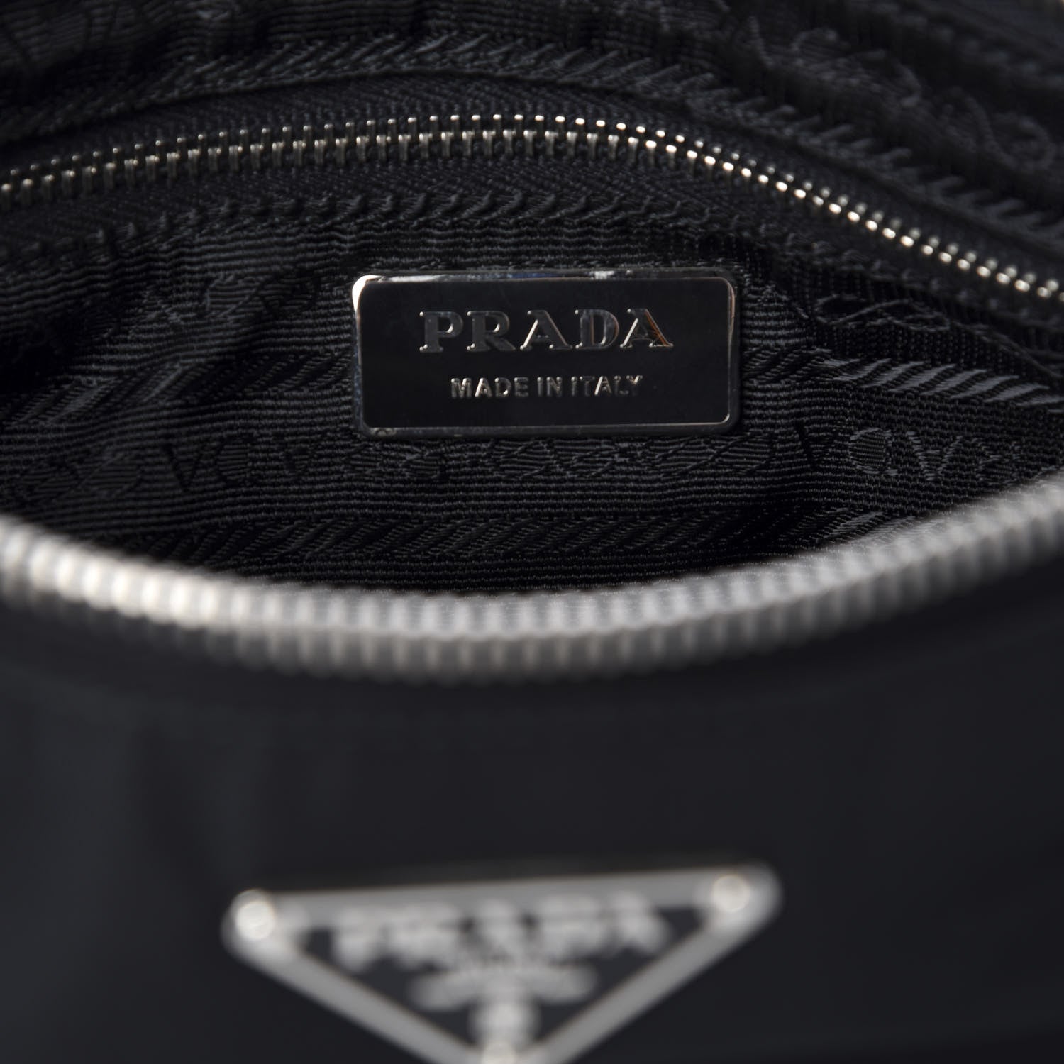 Prada Tessuto Nylon Soft Calfskin Shoulder Bag Black 8 of 9