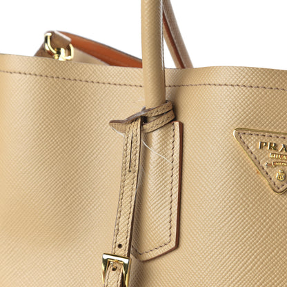 Prada Saffiano Cuir Medium Double Bag Noisette Papaya 9 of 13