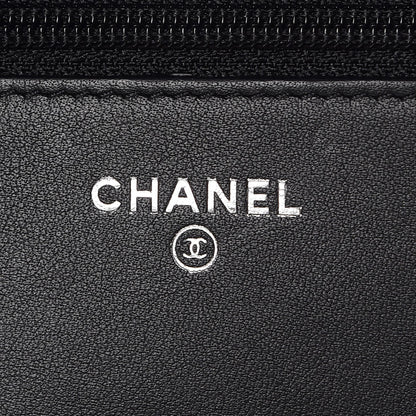 Chanel Lambskin Diamond Stitched Wallet On Chain WOC Black 6 of 8