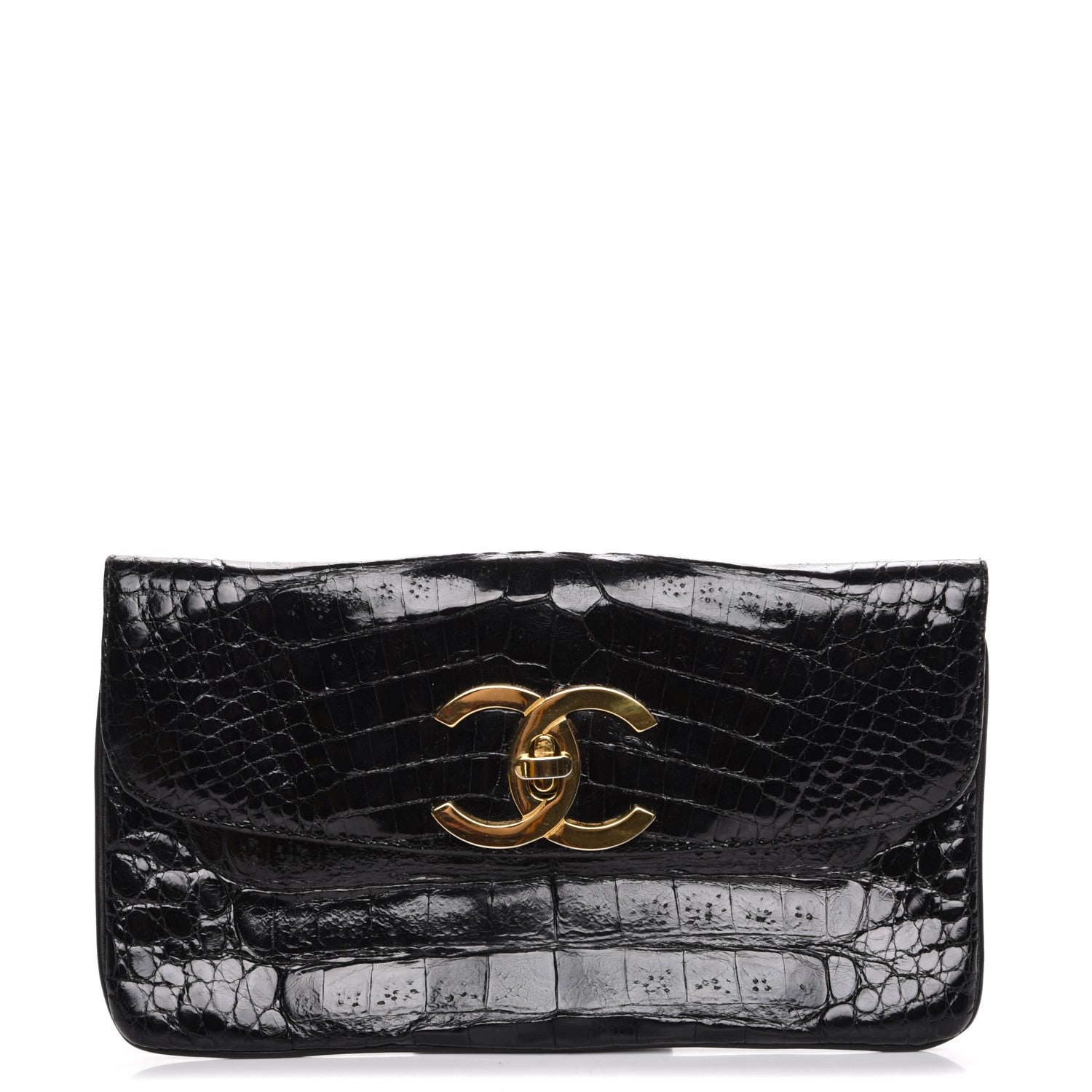 Chanel Crocodile Clutch Black 1 of 8