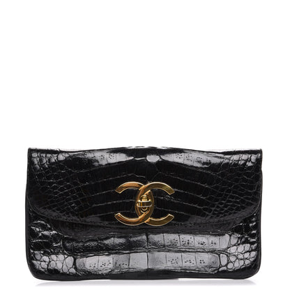Chanel Crocodile Clutch Black 1 of 8