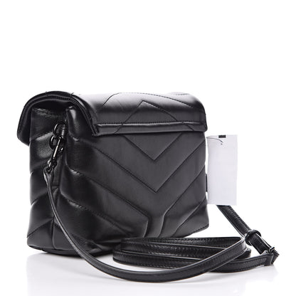Saint Laurent Calfskin Y Quilted Monogram Toy Loulou Crossbody Bag Black 3 of 11