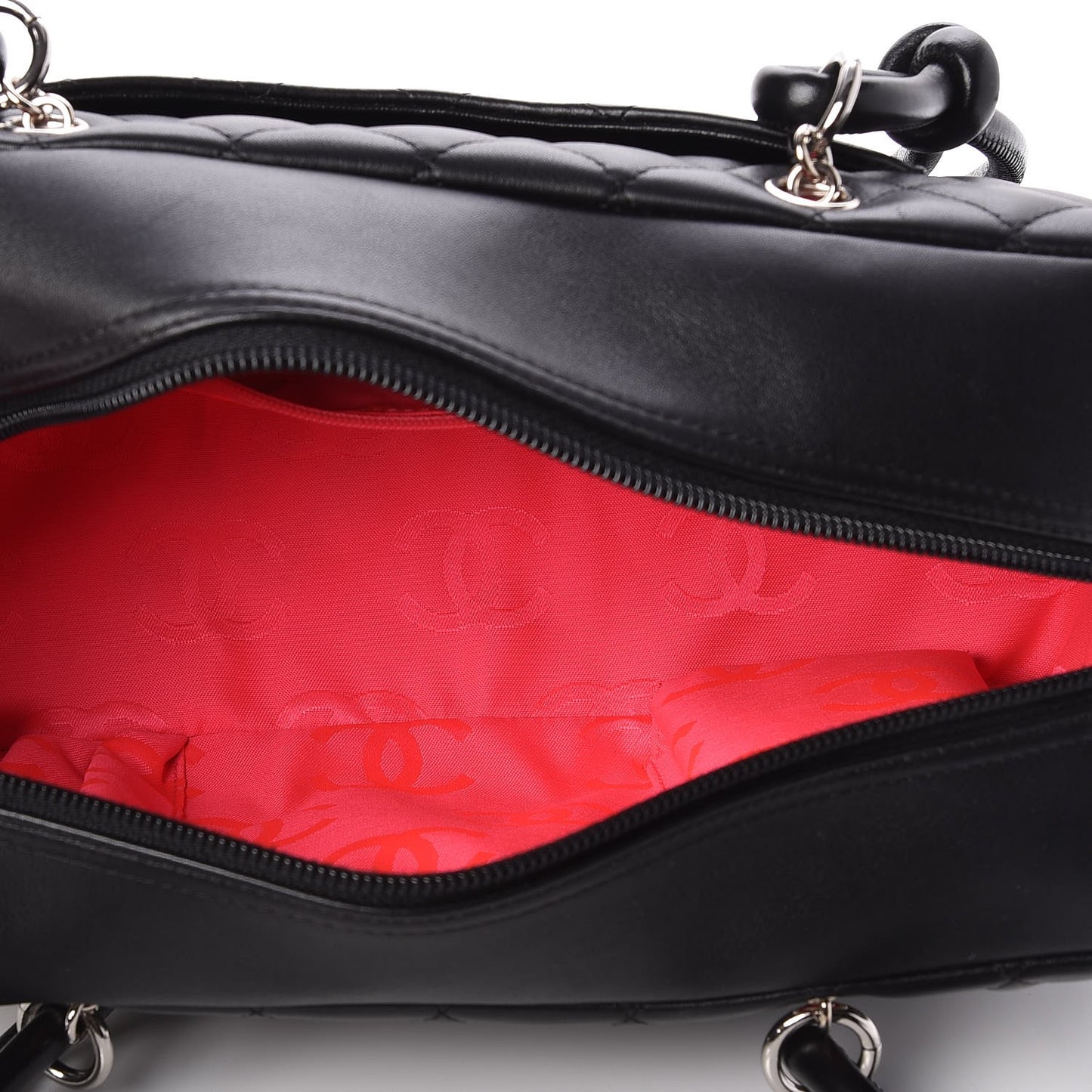 Calfskin Quilted Large Cambon Bowler Black White