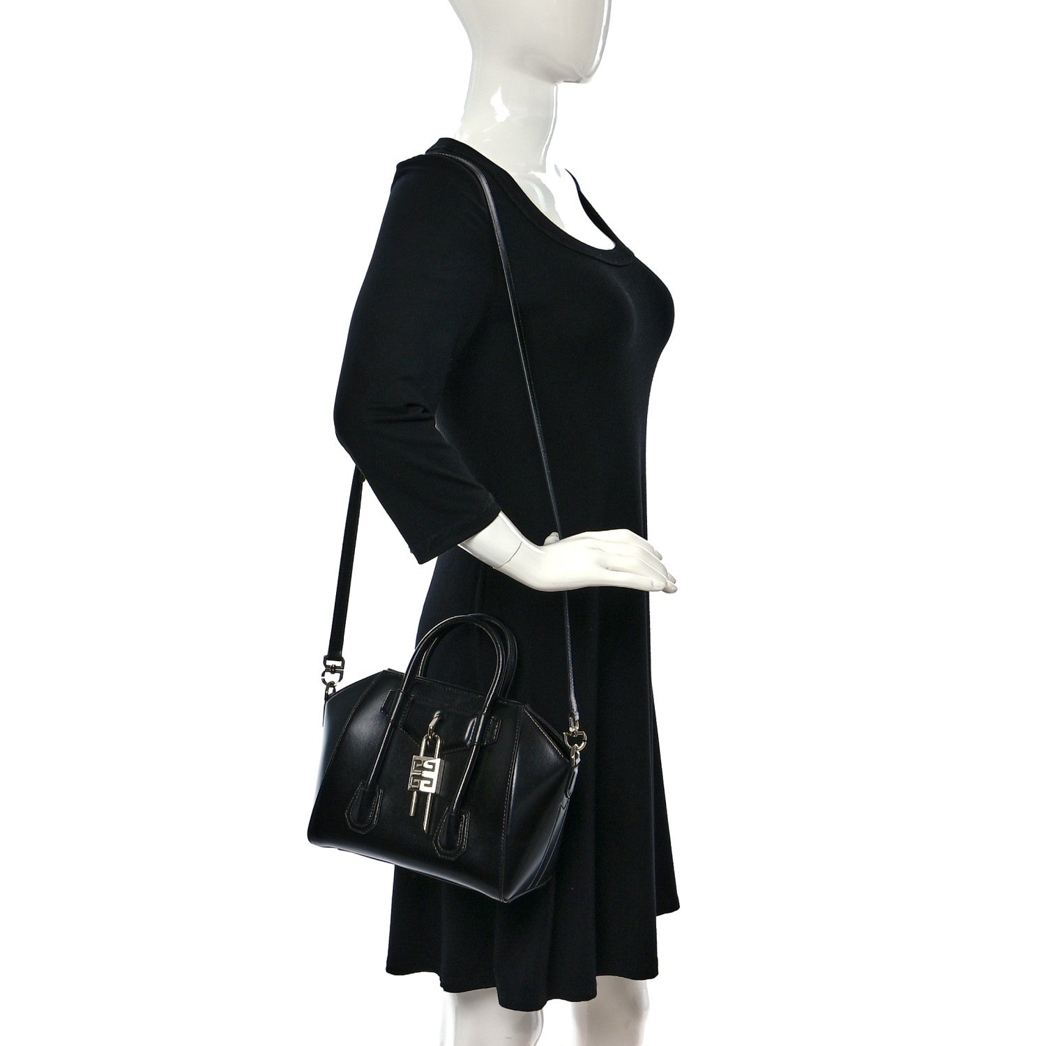 Givenchy Box Calfskin Mini Lock Antigona Shoulder Bag Black 2 of 8