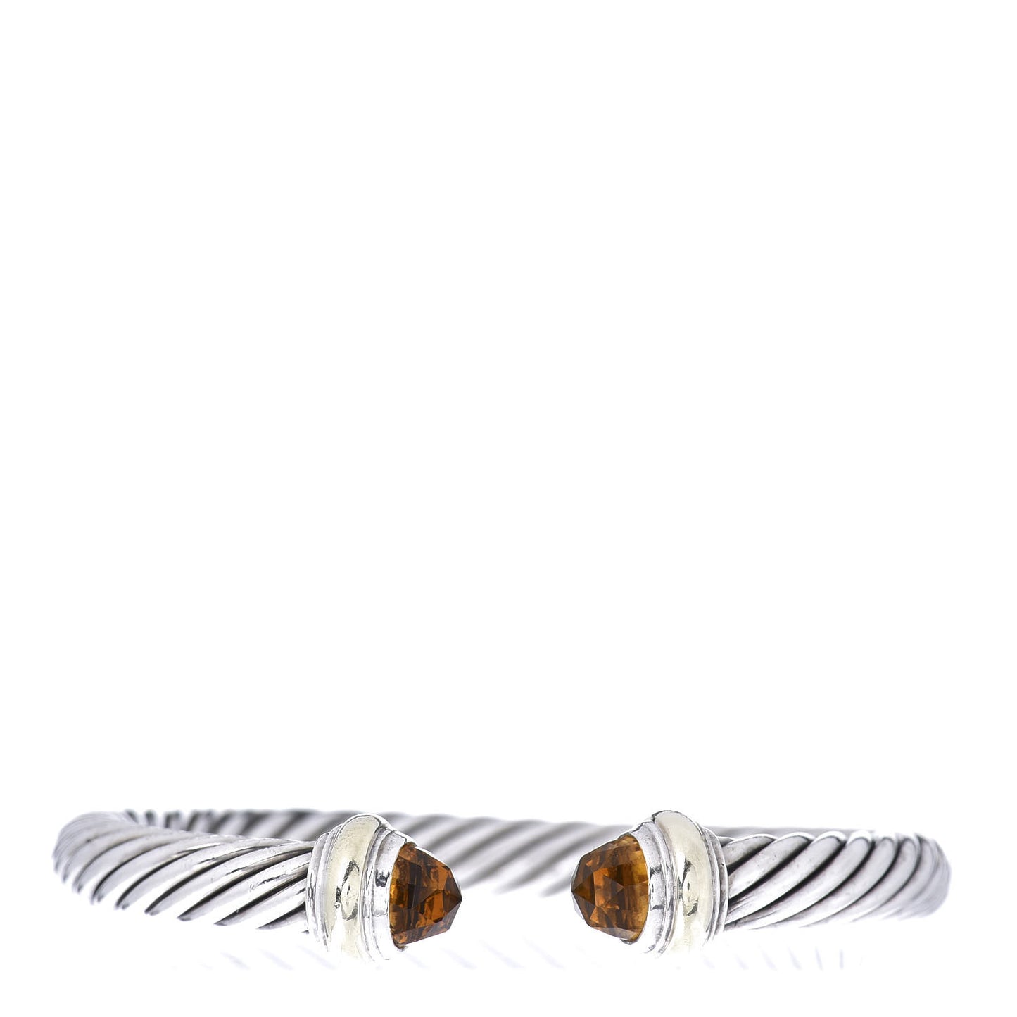 Sterling Silver 14K Yellow Gold Citrine 7mm Cable Classics Bracelet