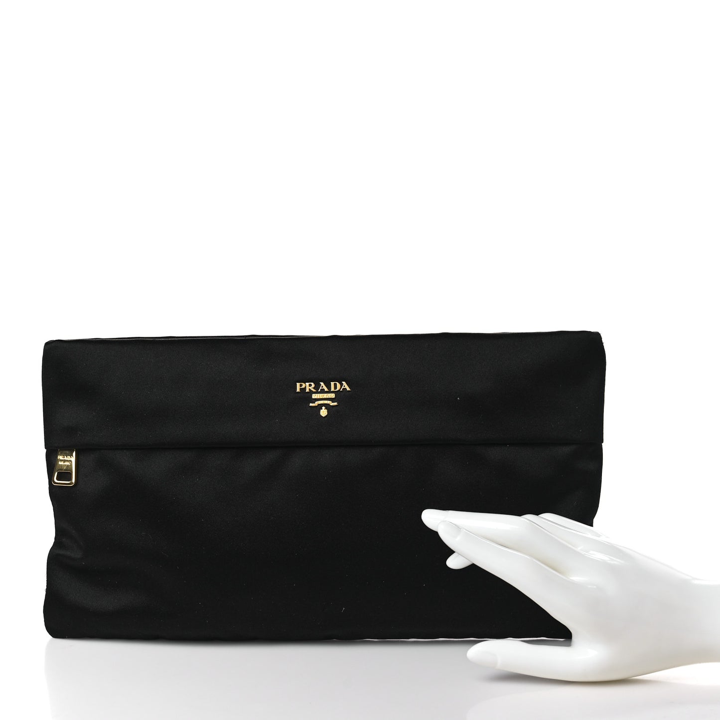 Satin Raso Evening Clutch Black