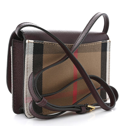 Burberry Grained Calfskin House Check Tartan Mix Hampshire Wallet On Chain Burgundy 3 of 9