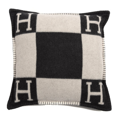 Hermes Wool Cashmere Avalon Pillow PM Ecru Gris Fonce 1 of 4
