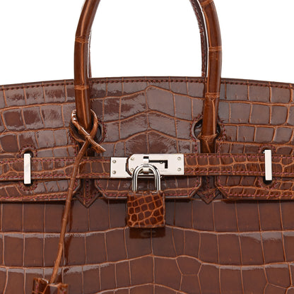 Hermes Shiny Niloticus Crocodile Birkin 25 Miel 9 of 11