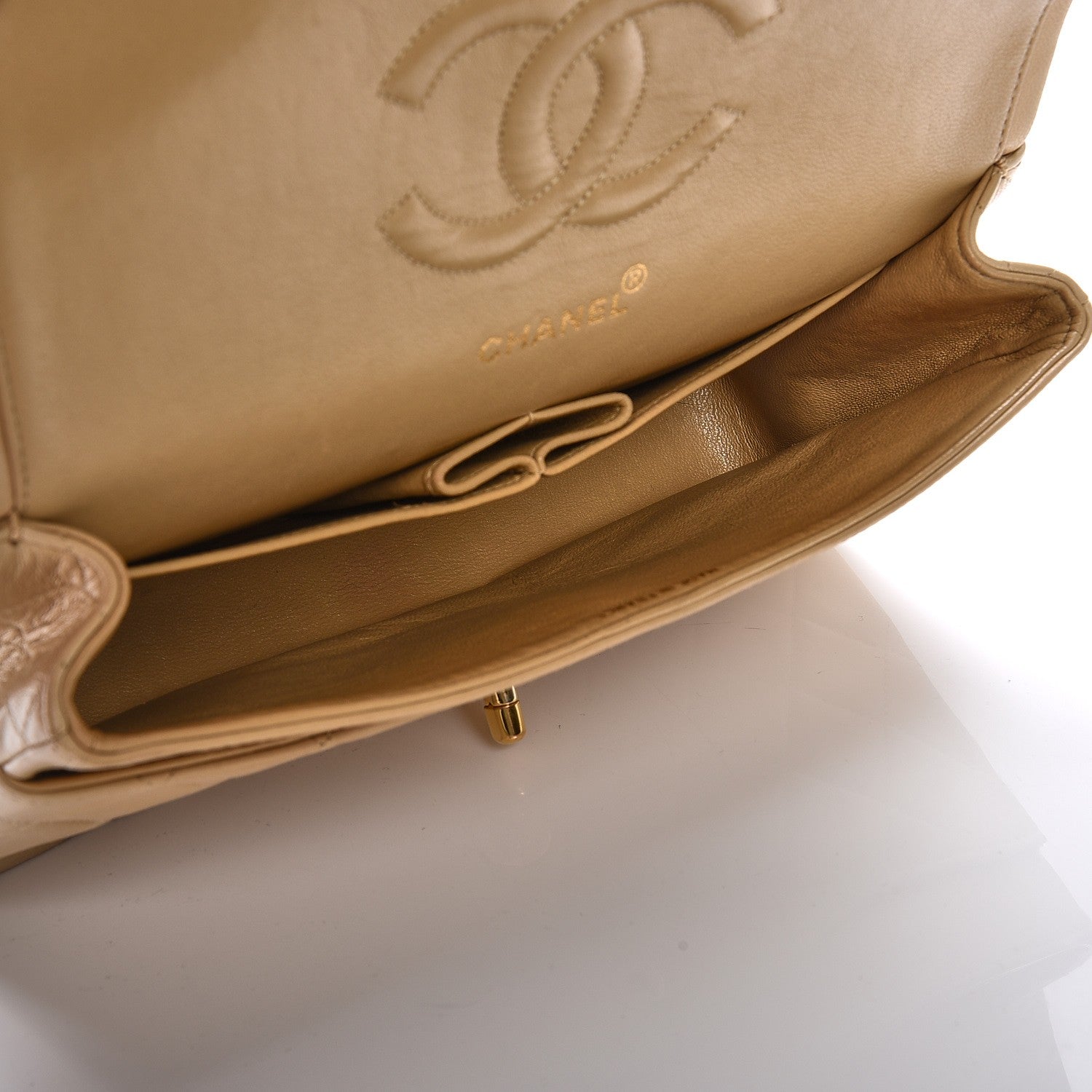 Chanel Lambskin Quilted Medium Double Flap Beige 5 of 19