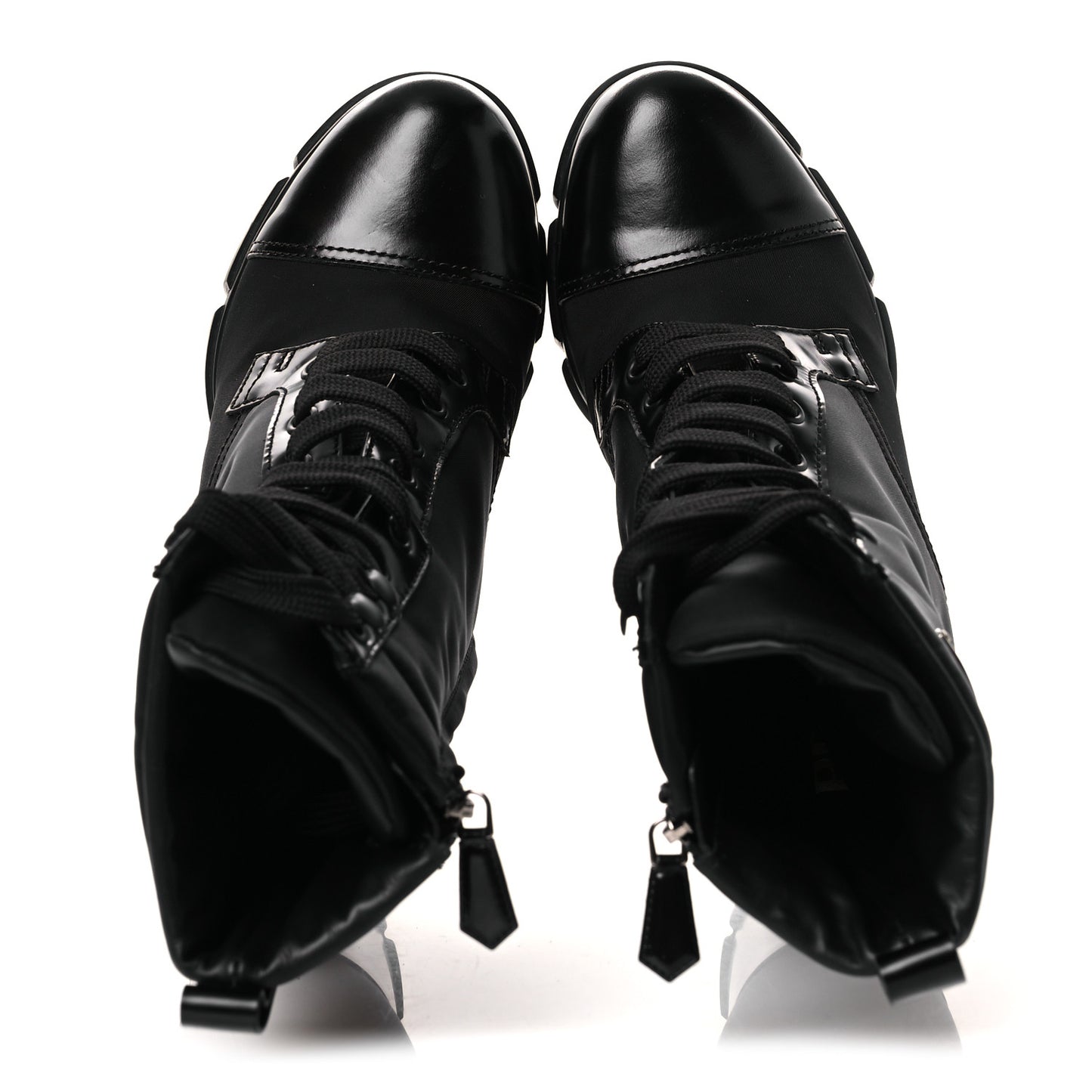 Vitello Montana Re-Nylon Metal Triangle Logo 110mm Ankle Boots 39 Black