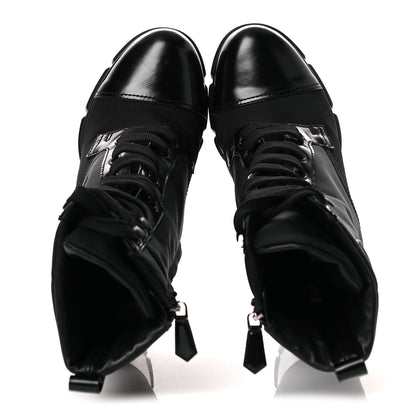 Prada Vitello Montana Re-Nylon Metal Triangle Logo 110mm Ankle Boots 39 Black 2 of 13