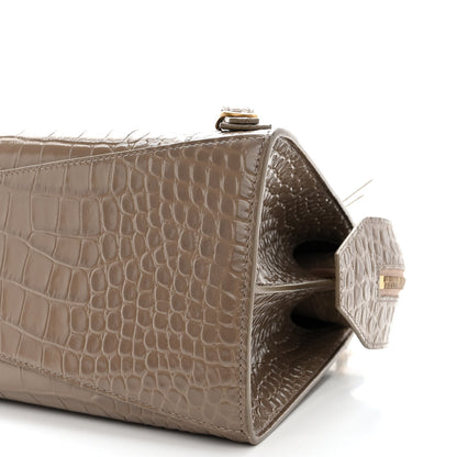 Balenciaga Shiny Supple Calfskin Crocodile Embossed Neo Classic Gold Hardware S City Mink Grey 11 of 13