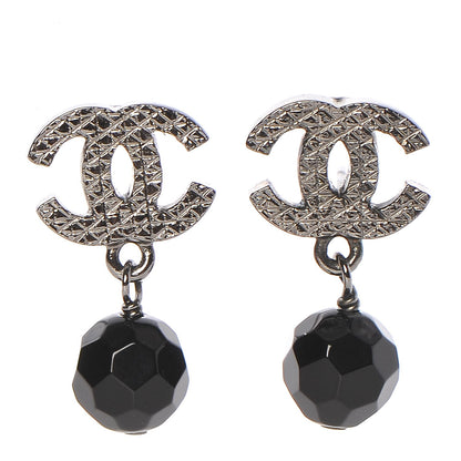 Chanel Ruthenium CC Bead Drop Earrings Black 1 of 6