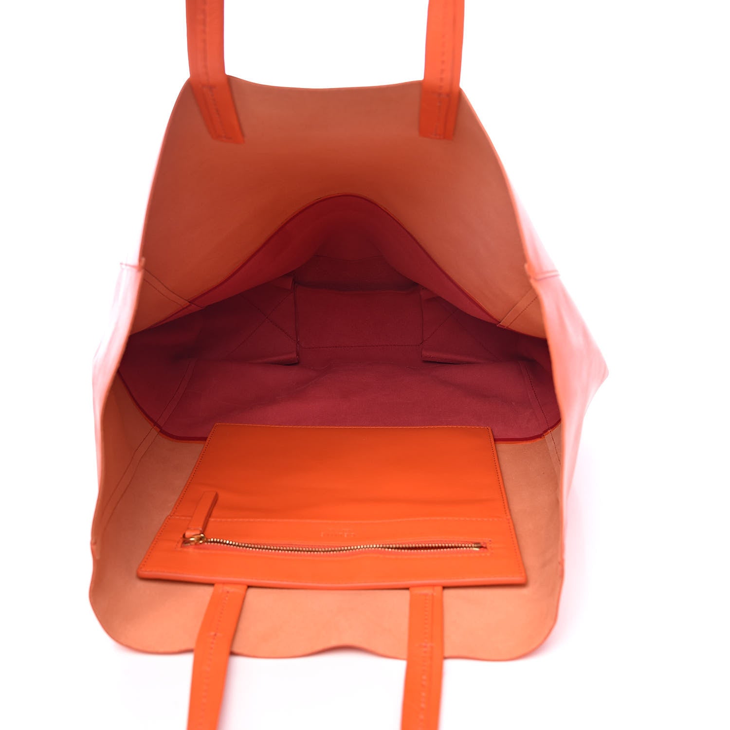 Celine Lambskin Vertical Bi-Cabas Orange Magenta 5 of 11