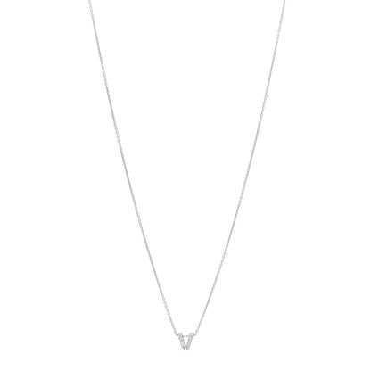 Roberto Coin 18K White Gold Diamond Love Letter V Pendant Necklace 1 of 6
