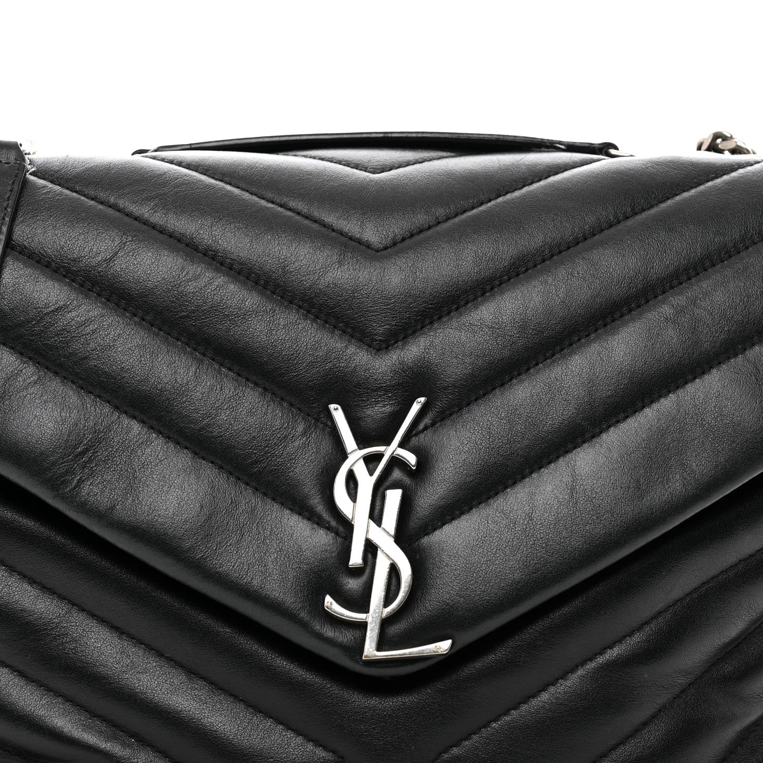 Saint Laurent Calfskin Y Quilted Monogram Medium Loulou Satchel Black 5 of 12