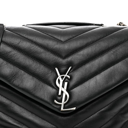 Saint Laurent Calfskin Y Quilted Monogram Medium Loulou Satchel Black 5 of 12