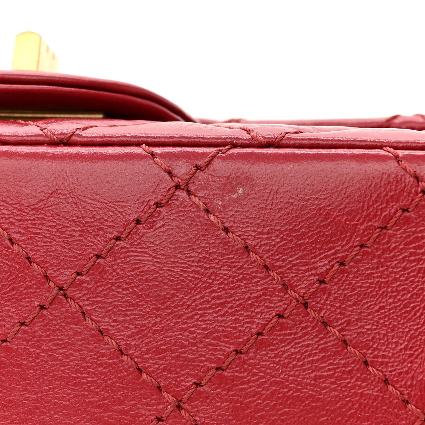 Aged Calfskin Quilted 2.55 Reissue Mini Flap Red