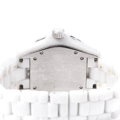 Chanel Stainless Steel Ceramic Diamond 38mm J12 Automatic Watch White 4 of 6