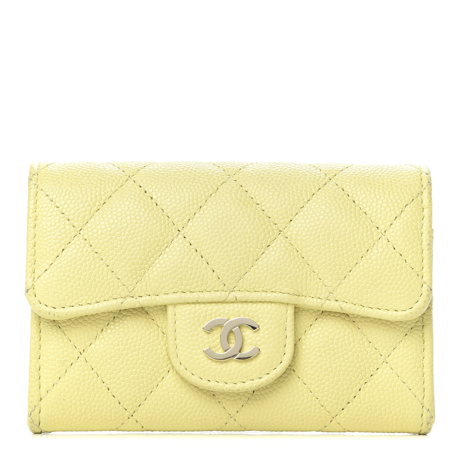 Chanel Caviar Quilted Flap Card Holder Wallet Yellow 1 of 11