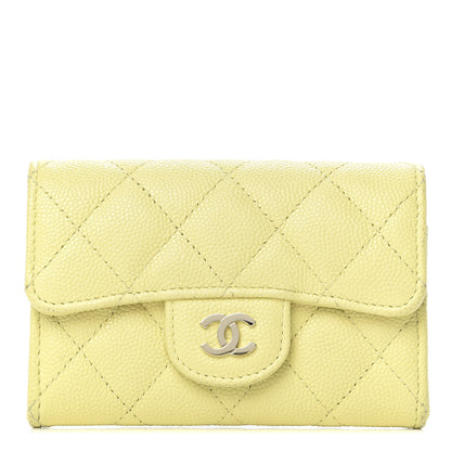 Chanel Caviar Quilted Flap Card Holder Wallet Yellow 1 of 11