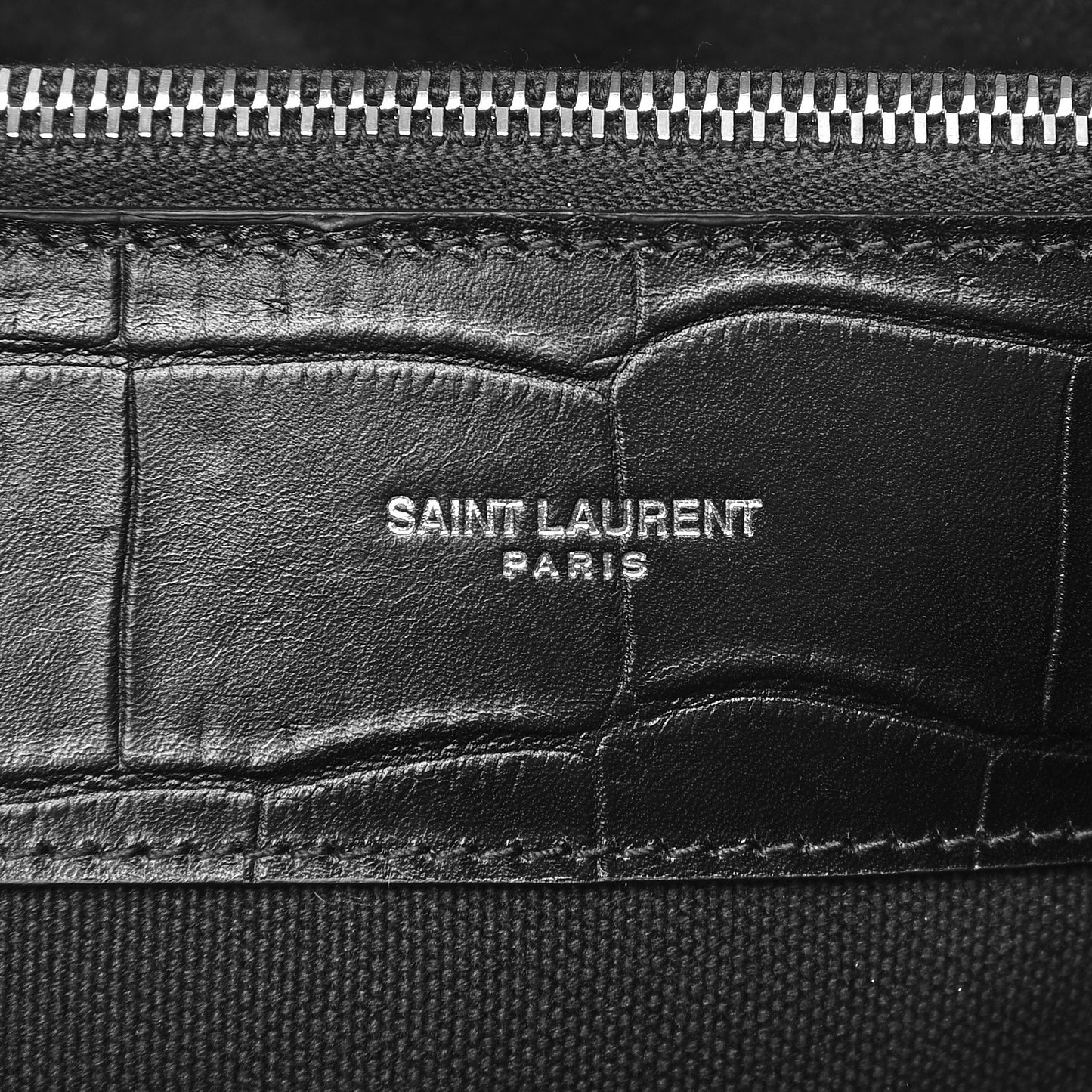 Calfskin Crocodile Embossed Large Souple Sac De Jour Black