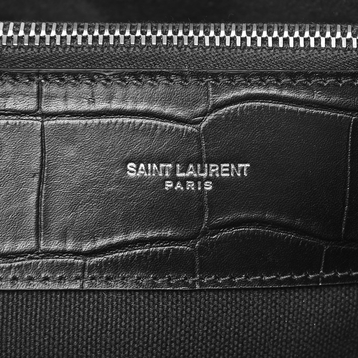 Saint Laurent Calfskin Crocodile Embossed Large Souple Sac De Jour Black 8 of 8