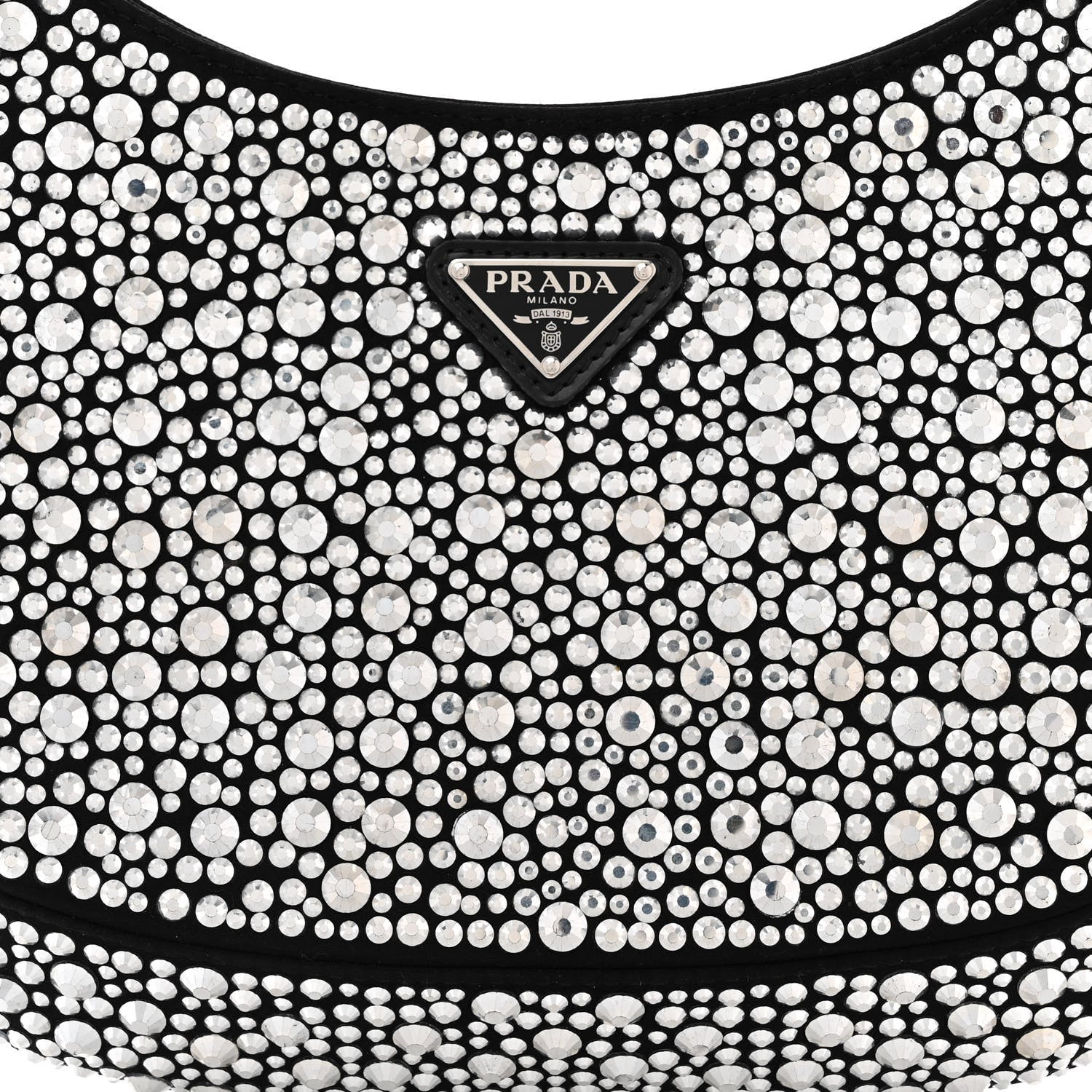 Prada Satin Crystal Cleo Adjustable Strap Shoulder Bag Metal 7 of 9
