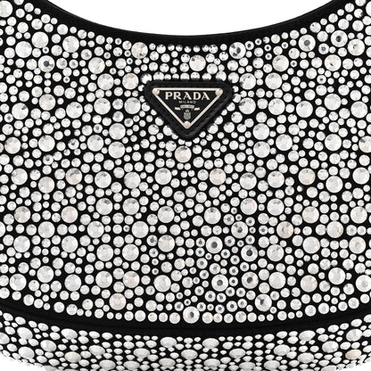 Prada Satin Crystal Cleo Adjustable Strap Shoulder Bag Metal 7 of 9